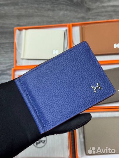 Зажим для денег из натуральной кожи новый hermes