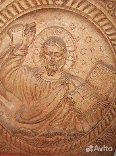 Картина Святой Никола чудотворец, резьба по дереву