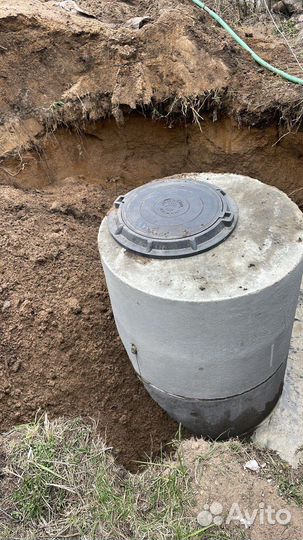 Колодец и переливной септик из жб колец