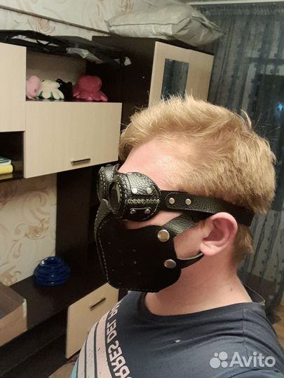 Маска + очки (гогглы) из натуральной кожи