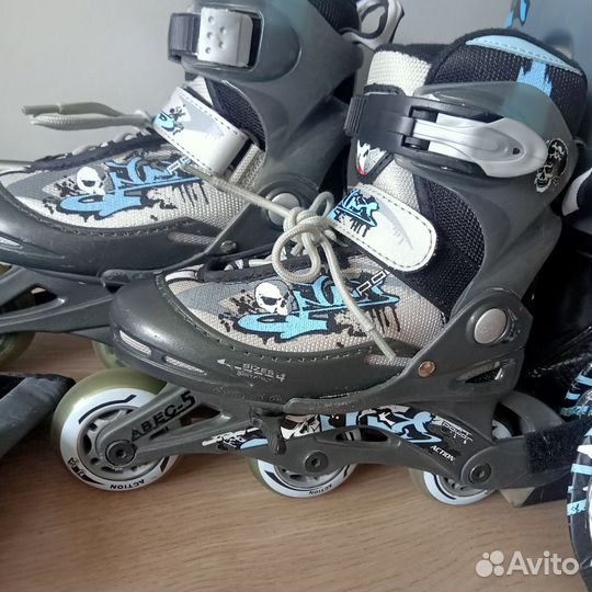 Роликовые коньки раздвижные+защита 27-29 р-р
