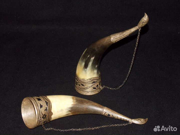 Рог сувенирный в серебре