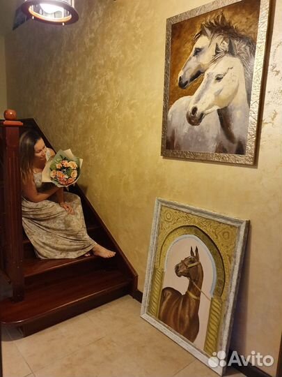 Картина маслом лошади на холсте