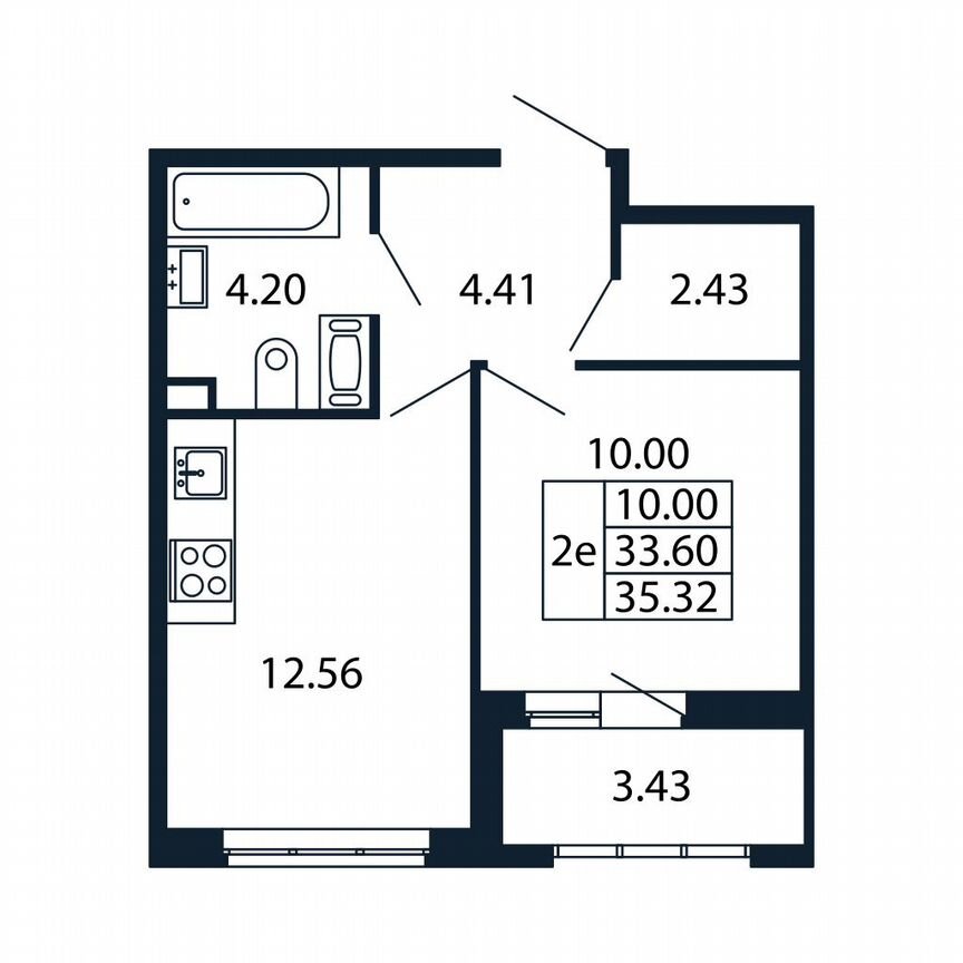 1-к. квартира, 32,9 м², 4/12 эт.