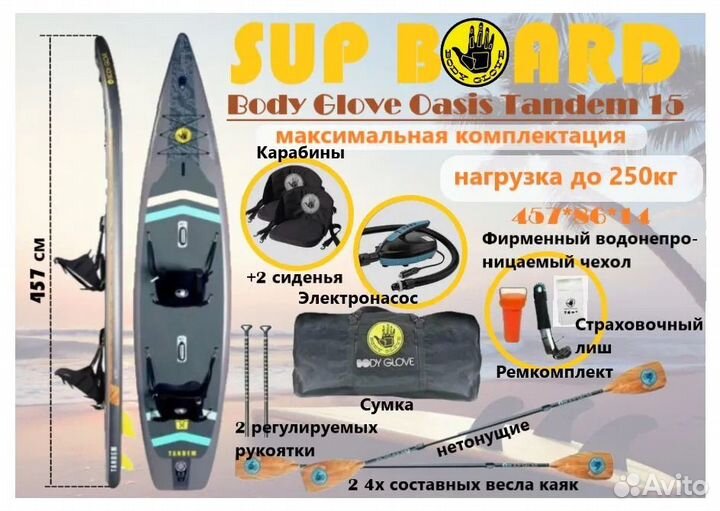 Сап борд для двоих Tandem максимальный комплект