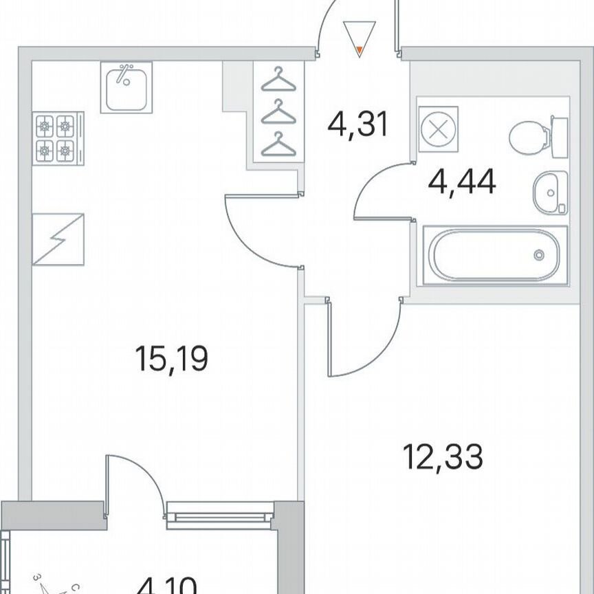 1-к. квартира, 38,3 м², 2/5 эт.