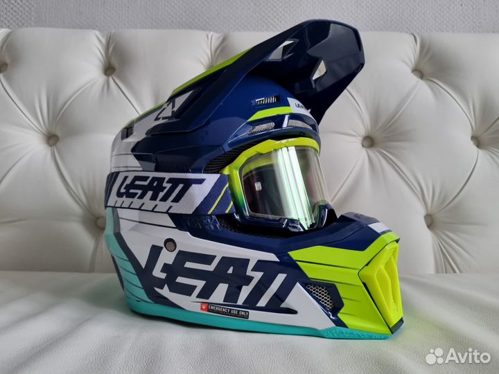 Бирюзовый Шлем Leatt Moto 7.5 V23 Helmet Kit Blue