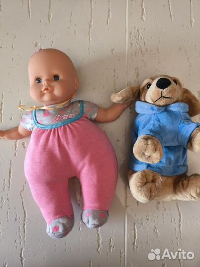 Пупс с мягким телом и собачка сумочка