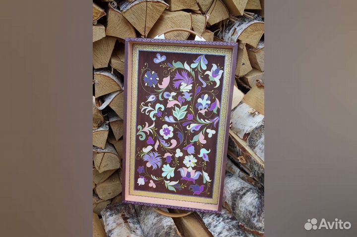 Поднос деревянный с ручками