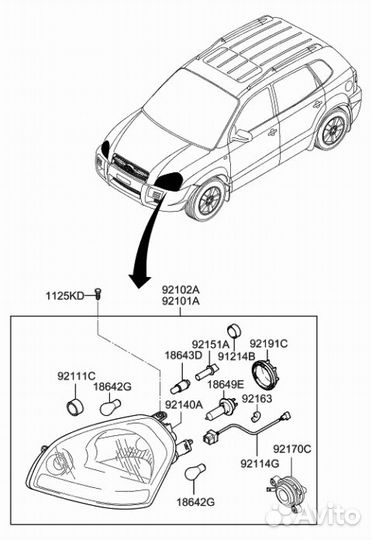 Крышка фары туссан