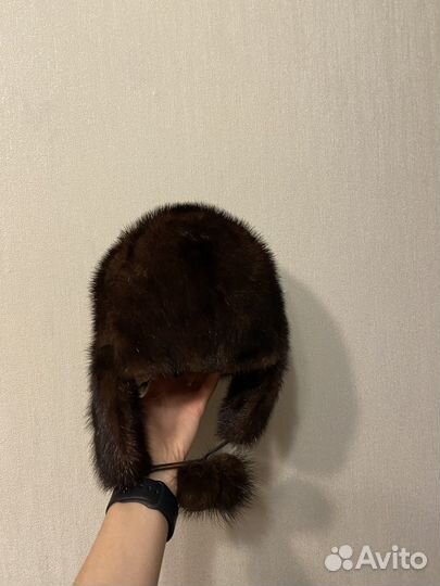 Шапка норковая женская коричневая