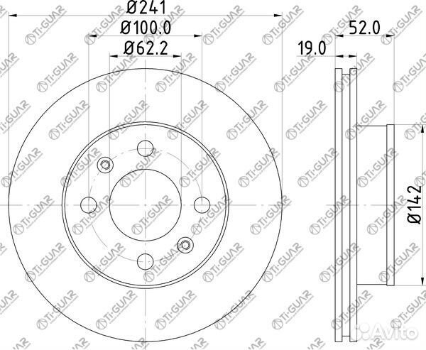 Диск тормозной TG-51712-25061/RN1221V*TI-guar п