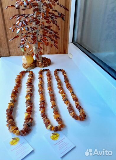 Бусы из лечебного необработанного янтаря