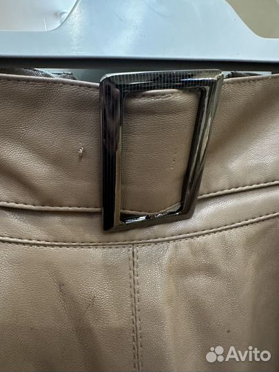 Кожаная юбка миди