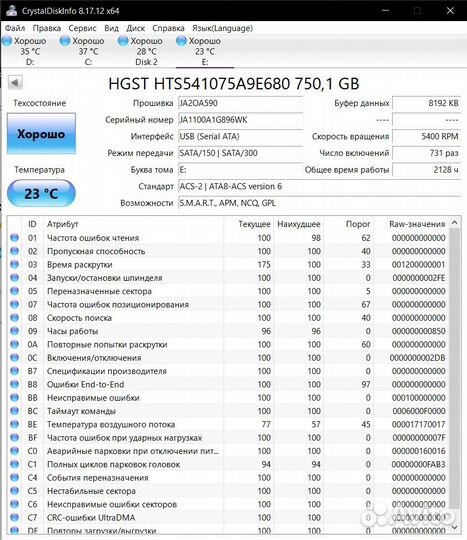 Жесткие диски 750GB 2.5