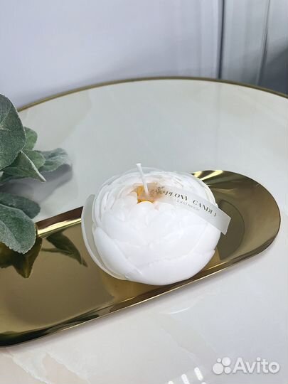 Свеча цветок ручной работы пион роза