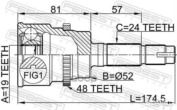 ШРУС наружный 19x52x24 (toyota cami