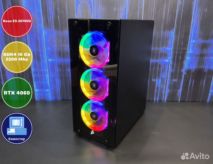 Игровой компьютер 2670V3-RTX4060-16DDR4-EUY6201-X99