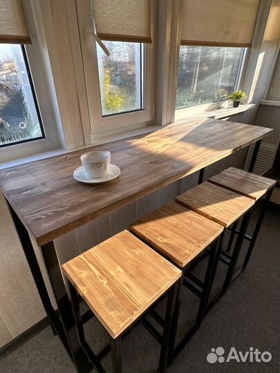 Барная стойка лофт с 4мя стульями