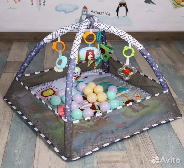 Детский коврик манеж развивающий с игрушками
