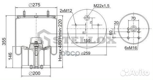 90-09402-SX пневмопод.со стак. 940MB h423 2шп