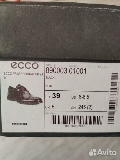 Ботинки Ecco City 39 новые