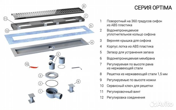 Душевой трап Vincea 70см чёрный матовый