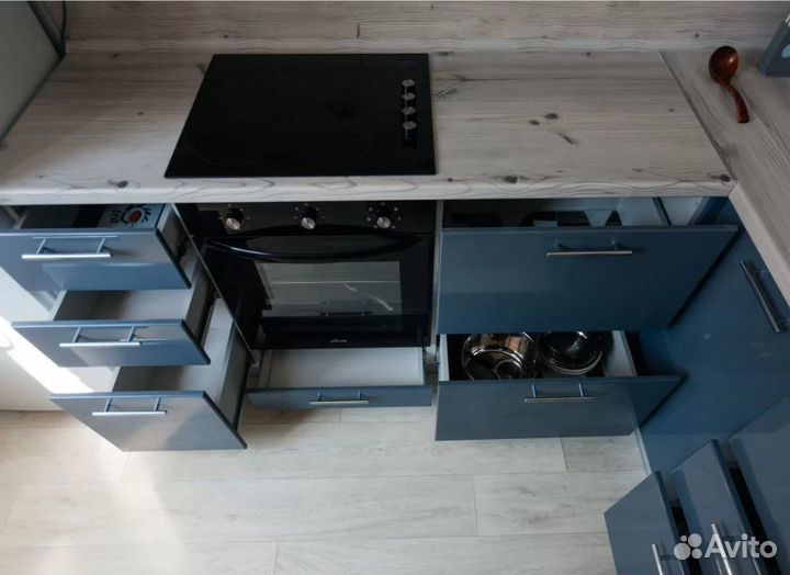 Синий кухонный гарнитур на заказ цена за всё