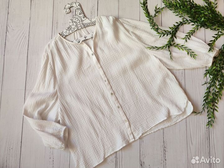 Рубашка белая женская Oysho хлопок 48 (L)