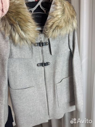 Пальто с капюшоном Zara XL