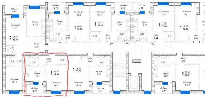 1-к. квартира, 39 м², 7/10 эт.