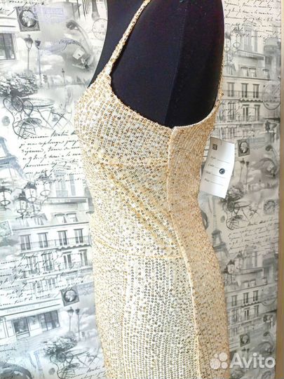 Платье с пайетками длинное вечернее 44р