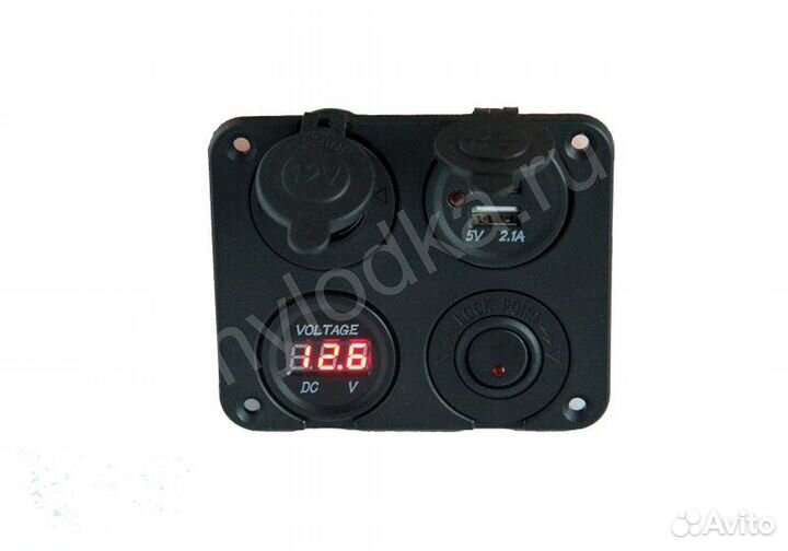 Панель встраиваемая с вольтметром и розеткой