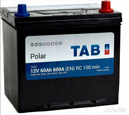 Аккумулятор TAB Polar 60 Ah для Solaris, Kia Rio