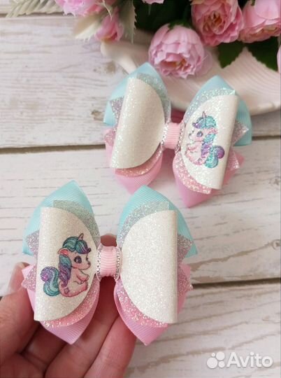 Бантики с единорожками для девочки