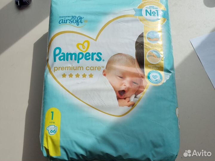 Подгузники pampers premium care 1