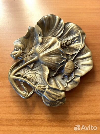 Пепельница мелочница антикварная бронза Франция