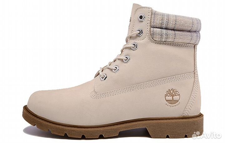 Timberland Lindon Woods 6 Inch Waterproof Boot 'Beige Nubuck And Printed Collar' Women's (38,5)