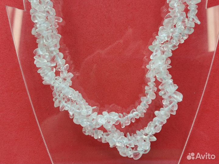 Бусы 3 нити Белый Кварц 52 см