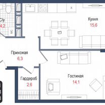 1-к. квартира, 42,8 м², 1/8 эт.