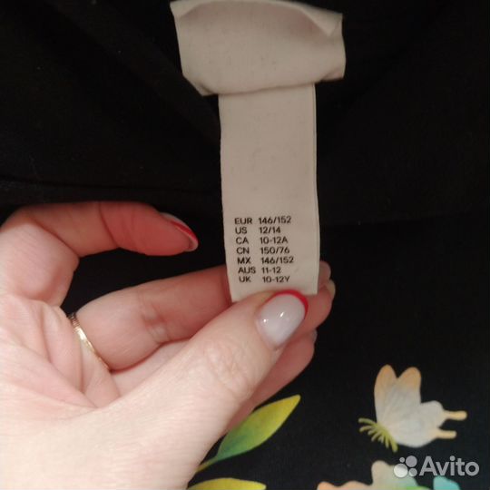 Черный худи для девочки h&m
