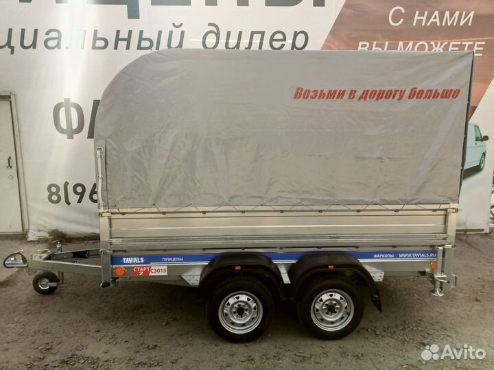 Двухосный прицеп с доп бортами и тентом