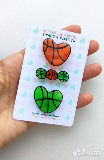 Авторский набор значков брошей для баскетбола