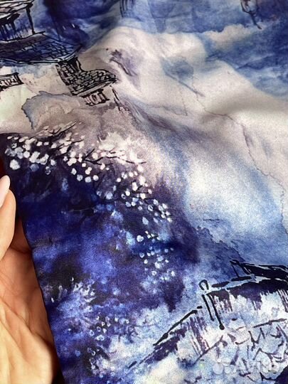 Палантин шелковый теплый