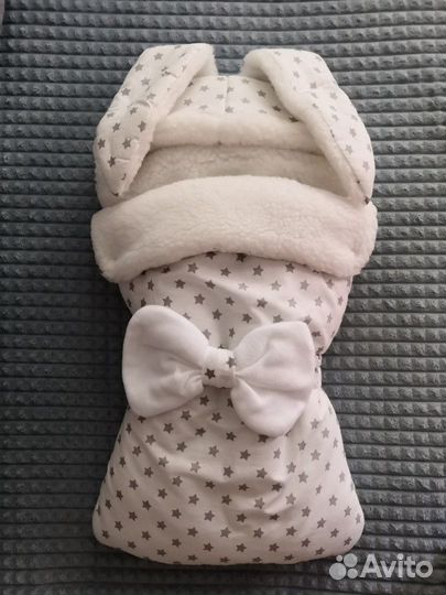 Меховой утеплённый конверт 