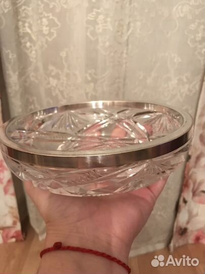 Ваза конфетница салатник Хрусталь с ободком