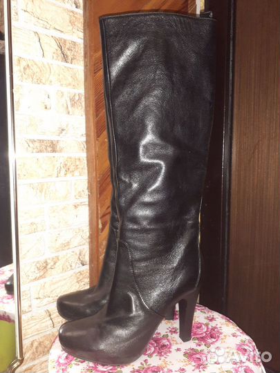 Сапоги женские демисезонные 39 натуральная кожа