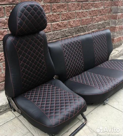 Чехлы сидений эко-кожа ваз 2108-2115 красный ромб