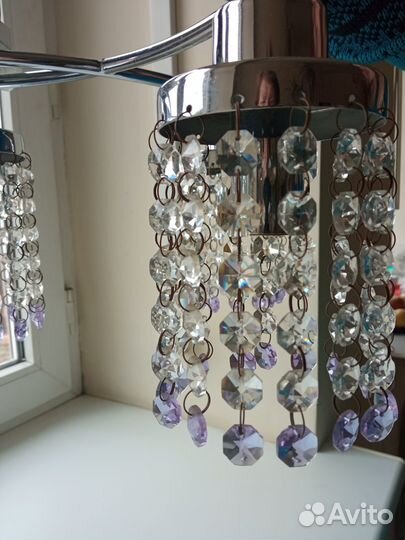 Комплект люстра и бра с хрустальными подвесками