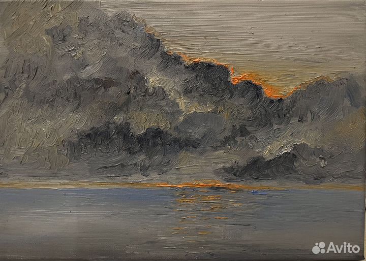 Картина «Туманное утро», холст, масло, 35х25